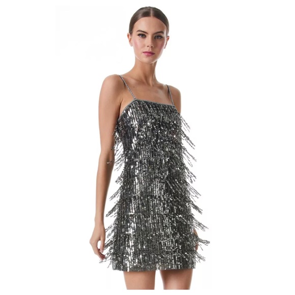 ALICE + OLIVIA Chicago Sequined Fringe Mini Dress - Picture 8 of 17